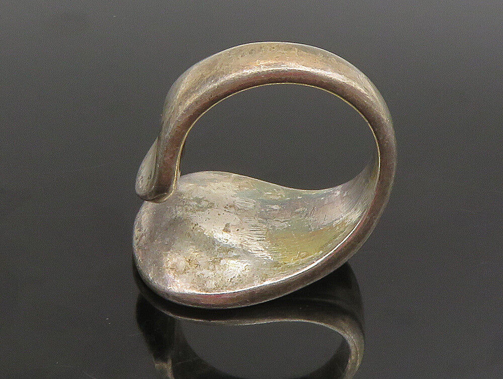 925 Sterling Silver  Vintage Unique Minimalist Concave Wrap Ring Sz 7  RG25269