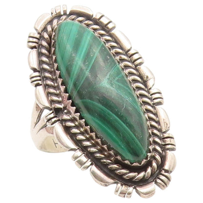 925 Sterling Silver Vintage Ring MERLE HOUSE NAVAJO Malachite  Sz 7.5  RG36794