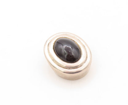 925 Sterling Silver Vintage Pendant Modernist Oval Cabochon Onyx  PT23611