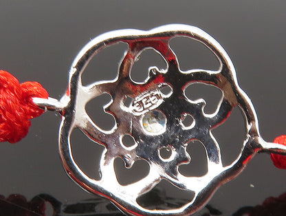 925 Silver  Cubic Zirconia Floral Love Adjustable Friendship Bracelet  BT1020