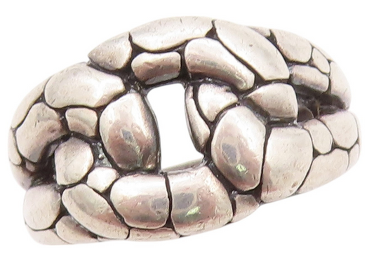 925 Sterling Silver Vintage Ring Dark Tone Snake Skin Design Cut  SZ 6  RG32249