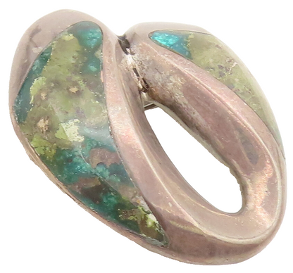 MEXICO 925 Silver  Vintage Designer Inlay Solid Turquoise Brooch Pin  BP10311