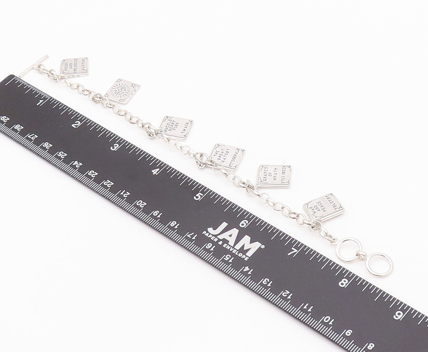 925 Sterling Silver Vintage Bracelet Book Lover Dangling Carved Books  BT11131