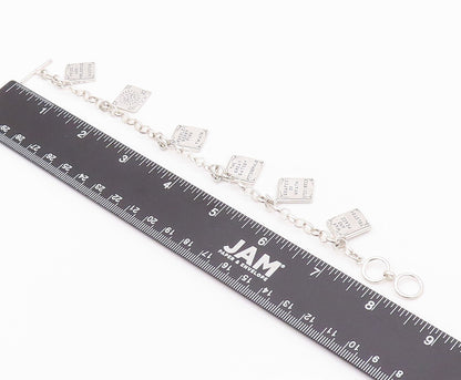 925 Sterling Silver Vintage Bracelet Book Lover Dangling Carved Books  BT11131
