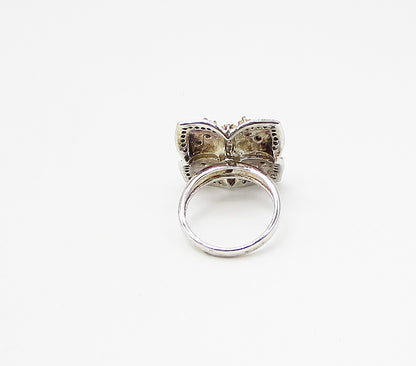 925 Sterling Silver  White Cubic Zirconia Floral Cocktail Ring Sz 6.5  RG3407