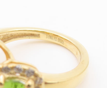 925 Sterling Silver Vintage Ring Real Diamonds & Gemstones  Sz 6.5  RG35614