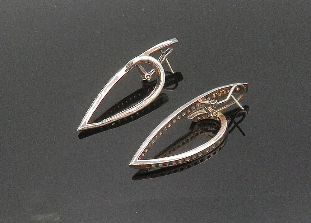 925 Sterling Silver  Vintage Cubic Zirconia Ribbon Swirl Drop Earrings  EG9971
