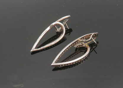 925 Sterling Silver  Vintage Cubic Zirconia Ribbon Swirl Drop Earrings  EG9971