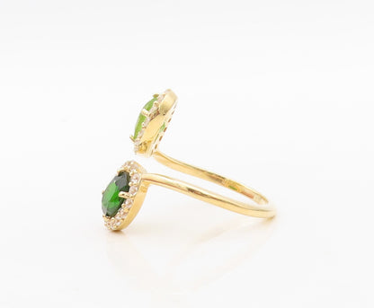 925 Sterling Silver Vintage Ring Gold Plated Bypass 2 Tone CZ  Sz 9.5 RG30479
