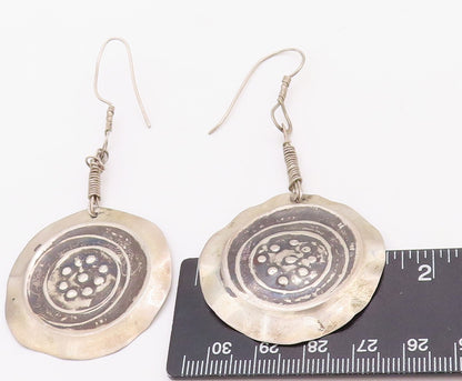 925 Sterling Silver Vintage Earrings Designer Dark Tone Button Effect  EG13216