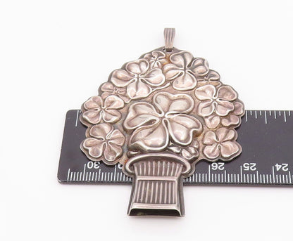 925 Sterling Silver Vintage Pendant REED & BARTON Lucky Clover Whistle  PT26018