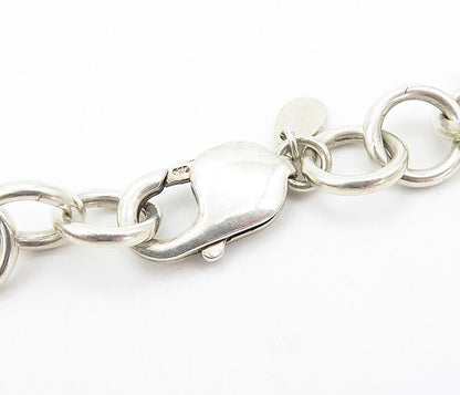 925 Sterling Silver  Shiny Hollow Diamond Shape Link Chain Necklace  NE1313
