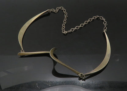 925 Sterling Silver  Vintage Dark Tone Swirl Bar Link Chain Necklace  NE3613