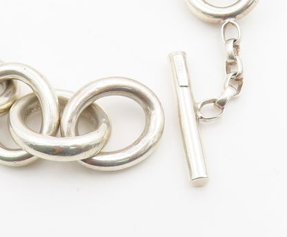 925 Sterling Silver Vintage Bracelet Geometric Interlocking Circle Link  BT12073