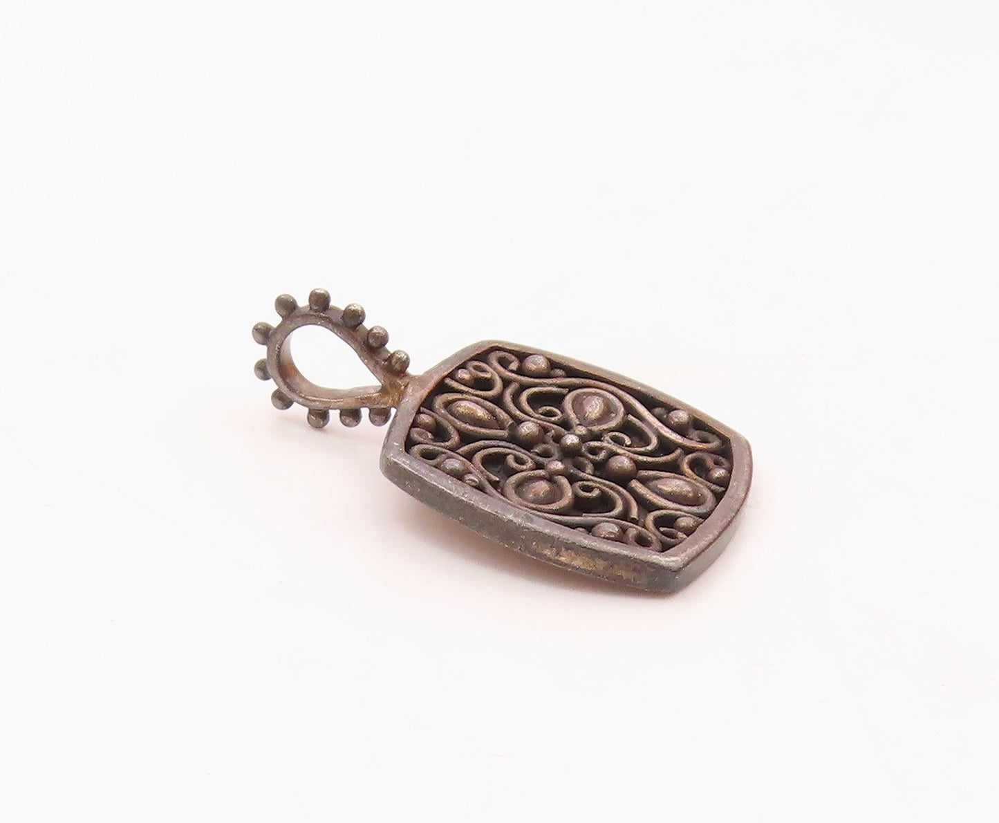 LORI BONN 925 Sterling Silver  Vintage Dark Tone Swirl Design Pendant  PT18154
