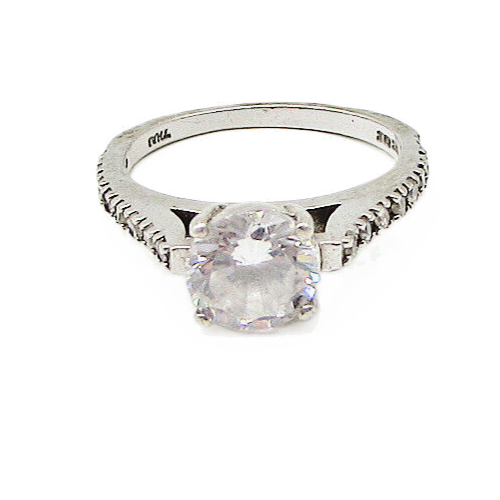 925 Sterling Silver  White Cubic Zirconia Engagement Ring Sz 6  RG2931