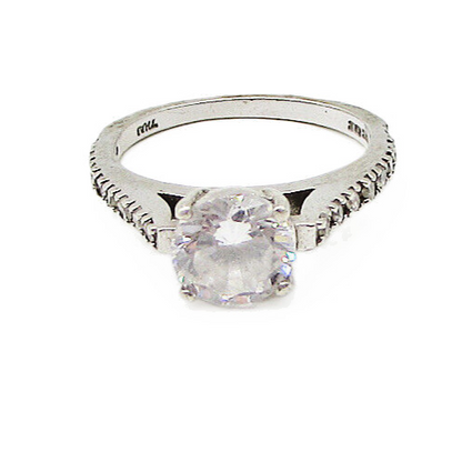 925 Sterling Silver  White Cubic Zirconia Engagement Ring Sz 6  RG2931
