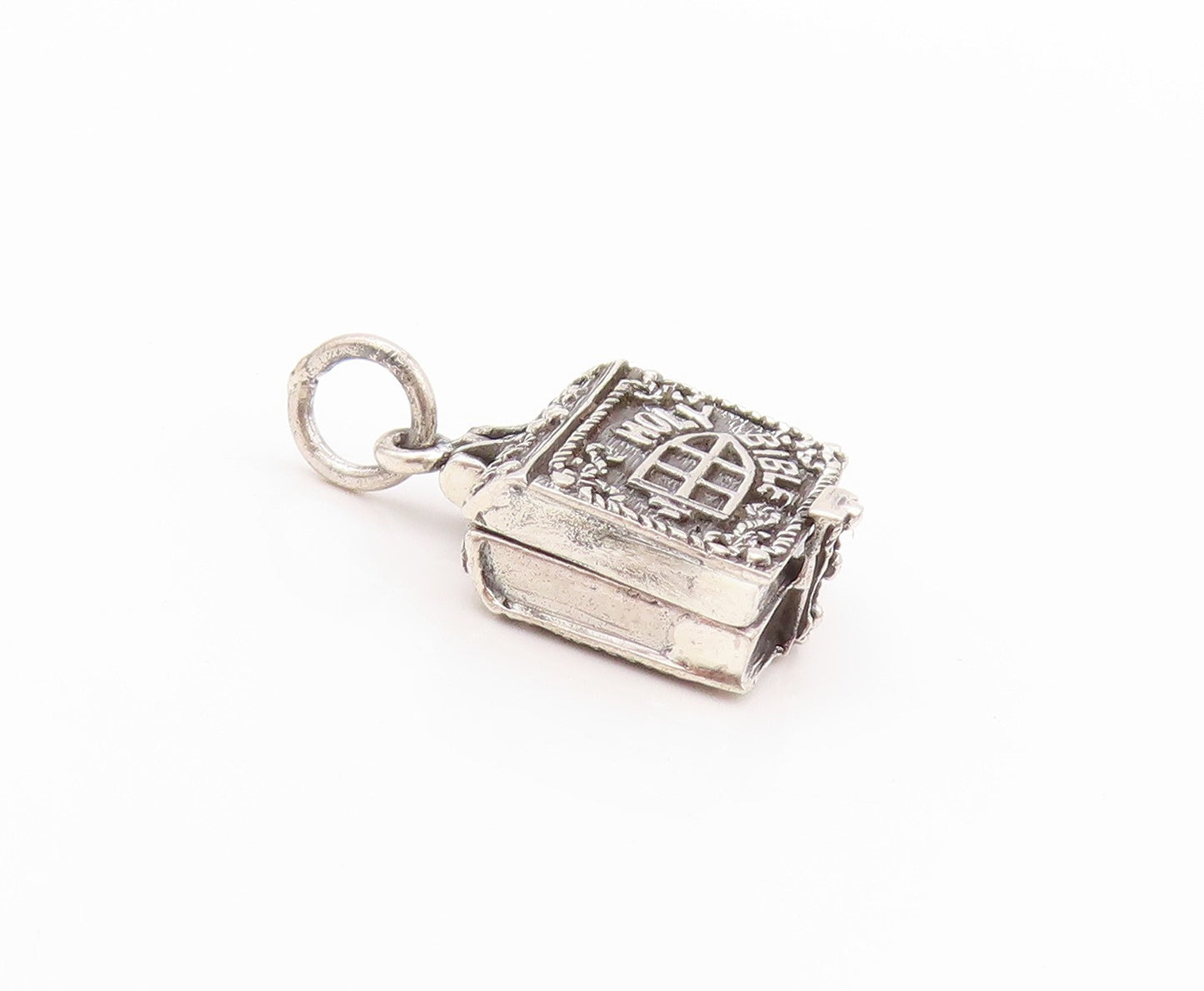 925 Sterling Silver Vintage Pendant Religious Holy Bible (OPENS) PT24070