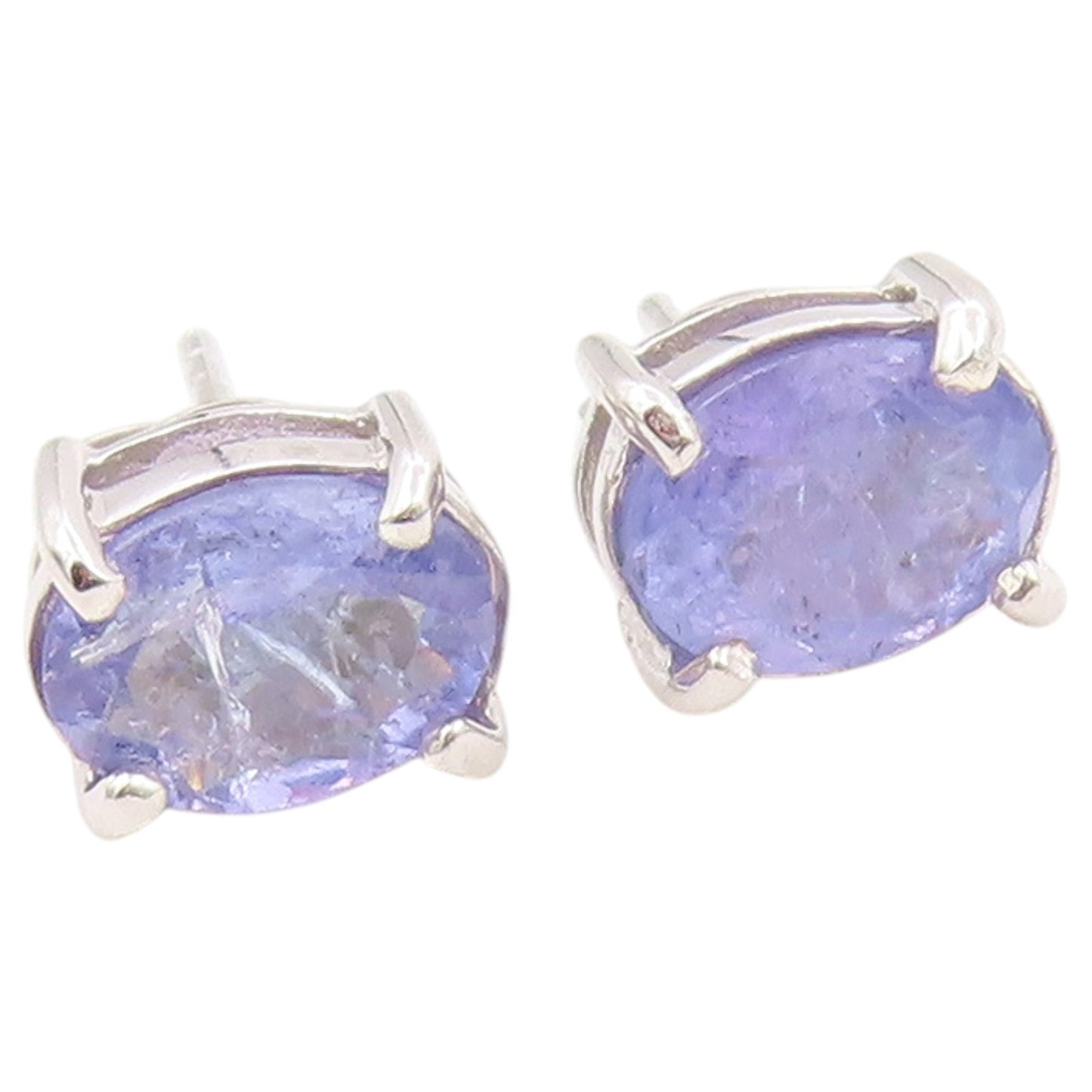 925 Sterling Silver Vintage Earrings Classic Oval Cut Tanzanite Studs  EG14442