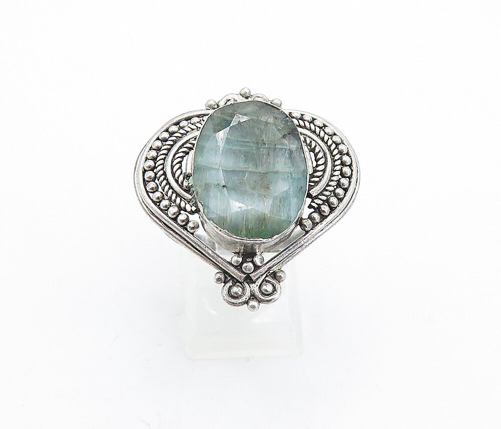925 Sterling Silver  Vintage Faceted Agate Twist Cocktail Ring Sz 9.5  RG6899