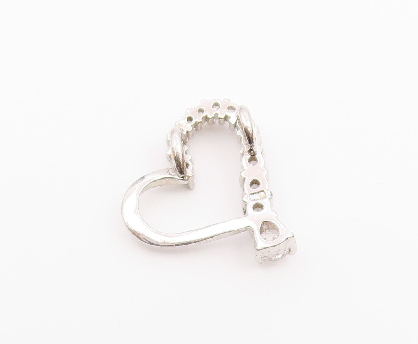 925 Sterling Silver  Vintage Shiny Cubic Zirconia Love Heart Pendant  PT16428