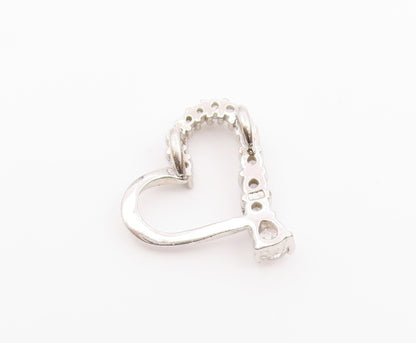 925 Sterling Silver  Vintage Shiny Cubic Zirconia Love Heart Pendant  PT16428