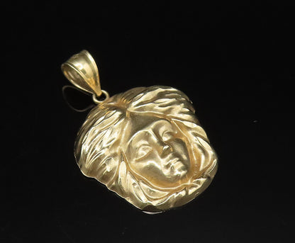 10K GOLD  Vintage Polished Carved Woman Head Pendant  GP367