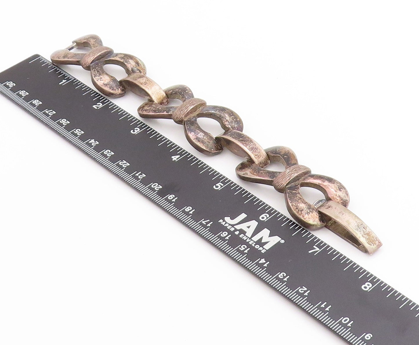 925 Sterling Silver Vintage Bracelet ARGENTINA Interlinked Ribbon Bow  BT11366