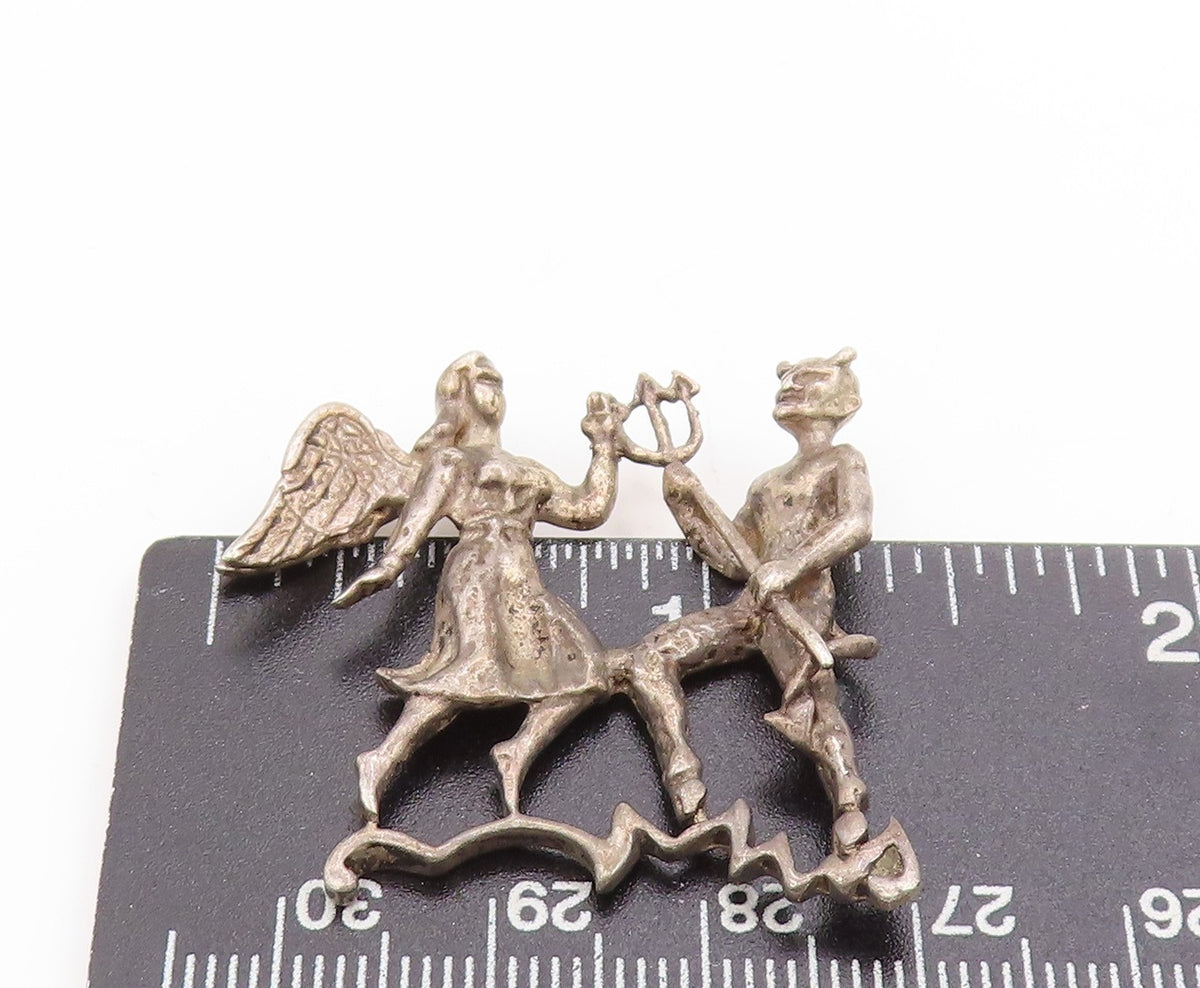 925 Sterling Silver Vintage Pendant Heaven & Hell Tango Cut Out Design  PT25134