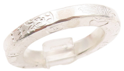 925 Sterling Silver Vintage Ring Solid carved Design  Sz 5  RG32093