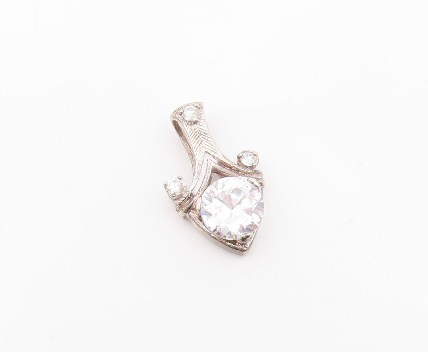 925 Sterling Silver  Vintage Sparkling Cubic Zirconia Pendant  PT19957