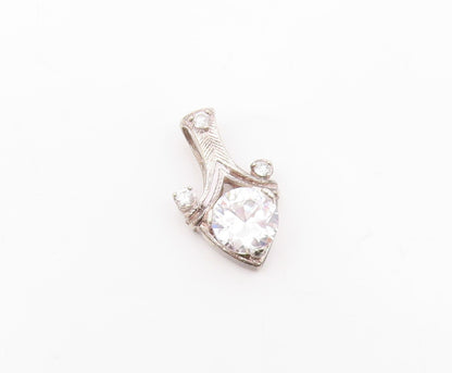 925 Sterling Silver  Vintage Sparkling Cubic Zirconia Pendant  PT19957