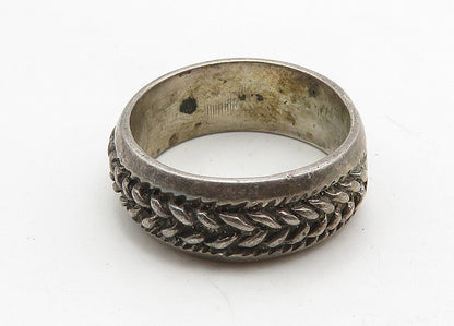 925 Sterling Silver  Vintage Oxidized Wheat Design Band Ring Sz 9  RG10400