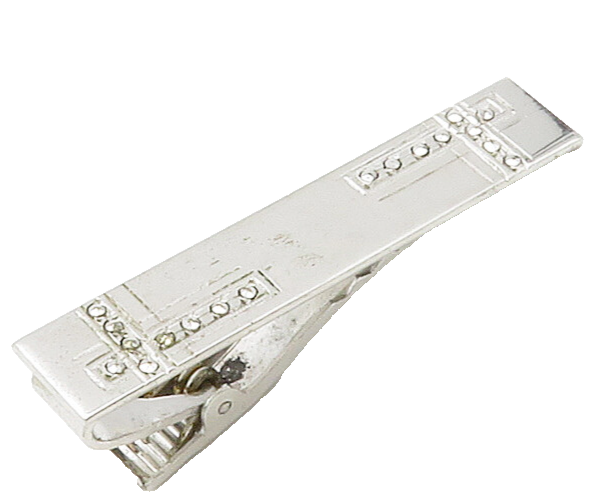 STEVAL 925 Sterling Silver  Vintage Sparkling Detail Smooth Tie Clip  TR2144