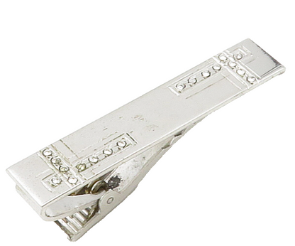 STEVAL 925 Sterling Silver  Vintage Sparkling Detail Smooth Tie Clip  TR2144