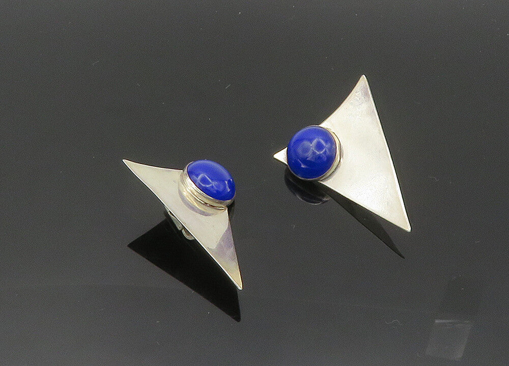 TULLA BOOTH 925 Silver  Vintage Lapis Lazuli Non Pierce Drop Earrings  EG10034