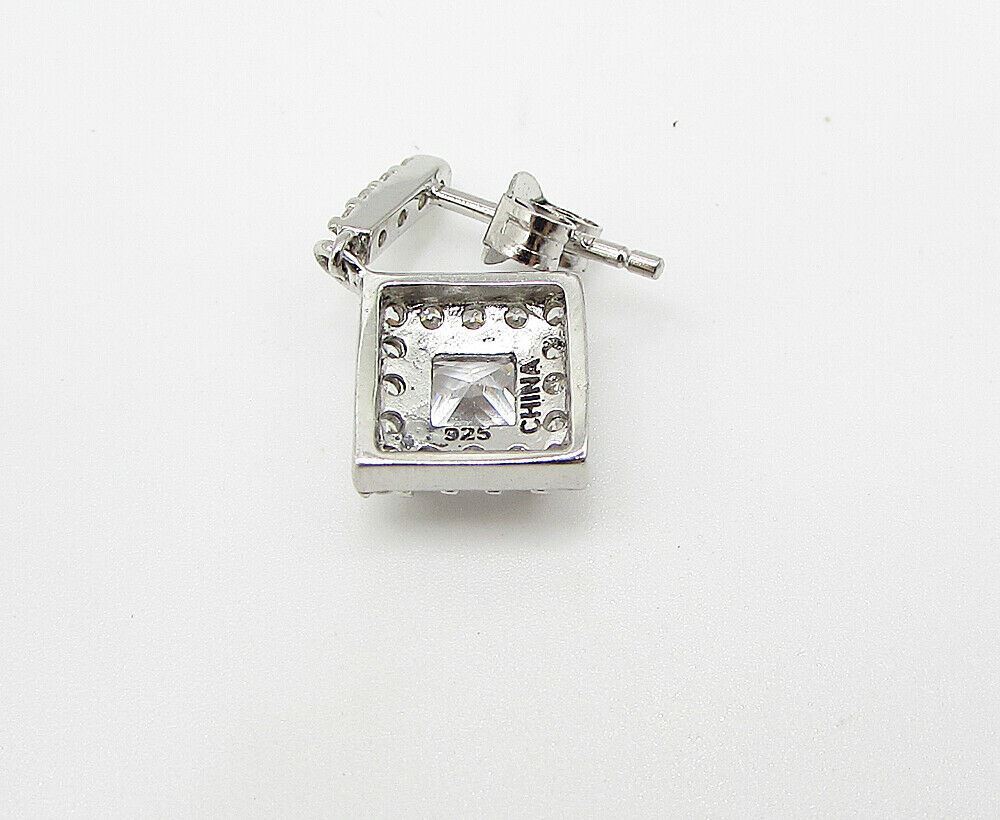 925 Sterling Silver White Topaz & Cubic Zirconia Stud Drop Earrings EG1447
