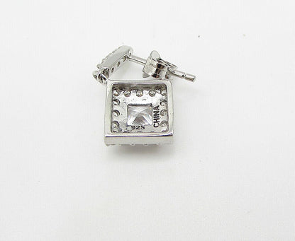 925 Sterling Silver White Topaz & Cubic Zirconia Stud Drop Earrings EG1447
