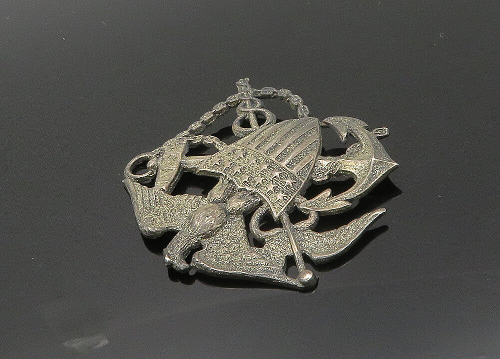 925 Sterling Silver  Vintage Antique United States Military Brooch Pin  BP7912