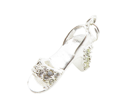 925 Sterling Silver  Vintage Petite Topaz High Heel Shoe Shiny Pendant PT11046