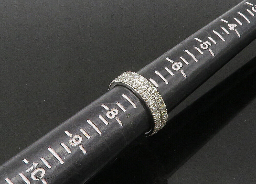 925 Sterling Silver  Vintage Shiny Cubic Zirconia Cocktail Ring Sz 7  RG22220
