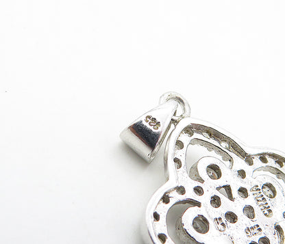 925 Sterling Silver  Sparkling White Topaz Key Motif Drop Pendant  PT6345