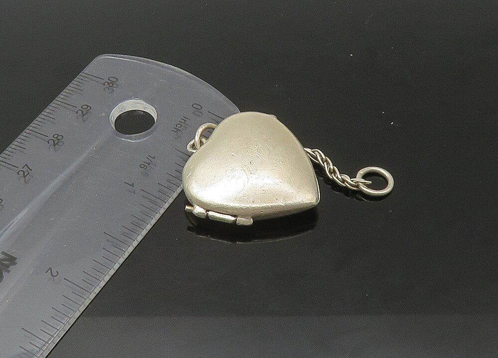 925 Sterling Silver  Vintage Erica Etched Name Love Heart Photo Pocket  TR3099