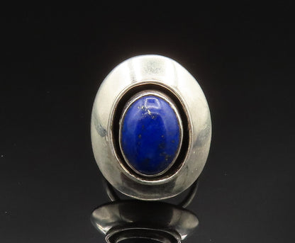 925 Silver  Vintage Cabochon Cut Lapis Lazuli Oval Frame Ring Sz 6.5  RG24571
