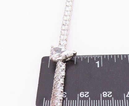 925 Sterling Silver Vintage Bracelet Heart Cut CZ Main Stone & CZ Band  BT10203