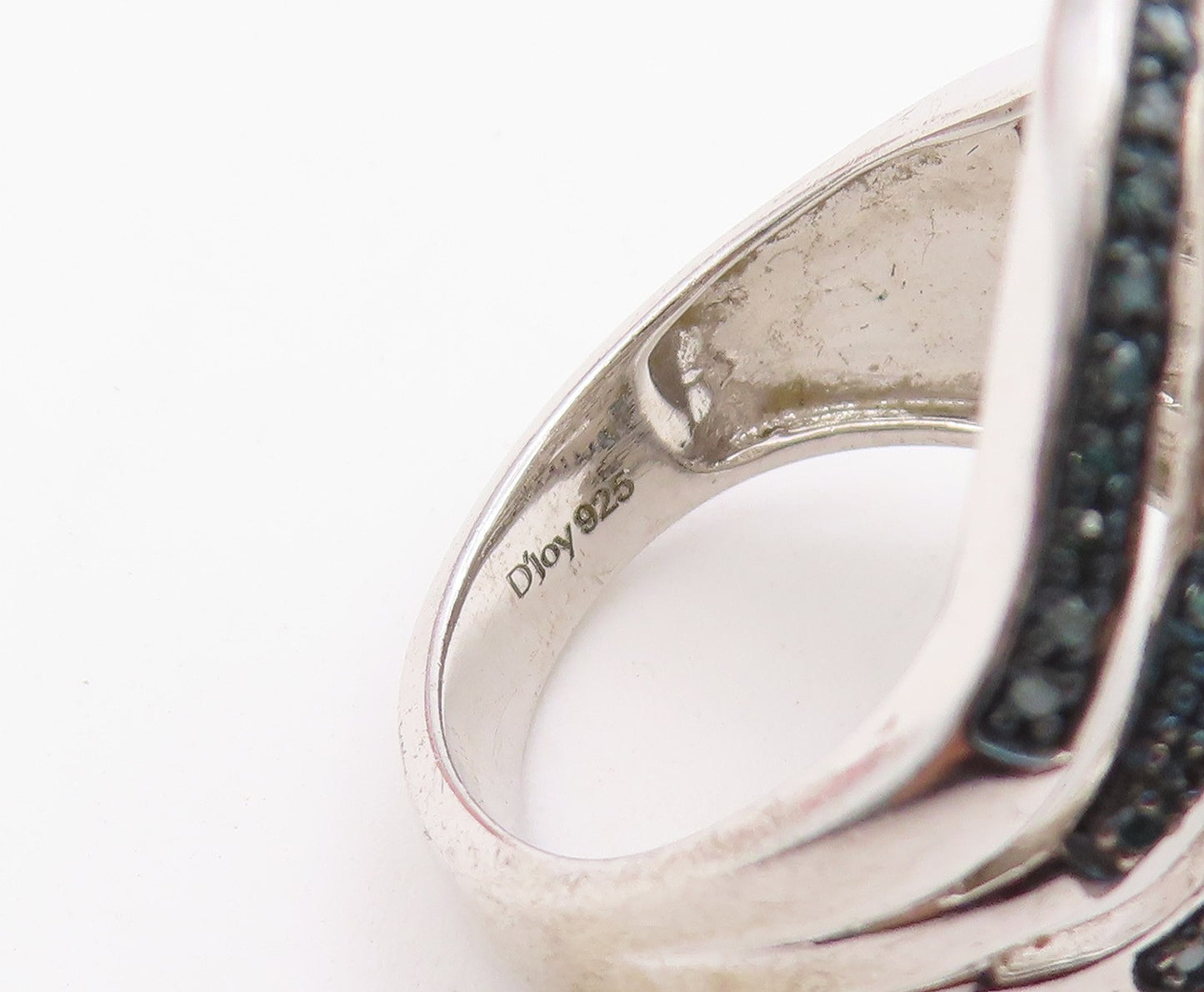 925 Sterling Silver Vintage Ring Real Diamonds Crossover Wave  Sz 9  RG36489