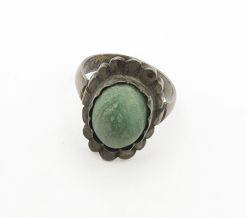 925 Sterling Silver  Vintage Antique Jasper Floral Cocktail Ring Sz 6  RG16936