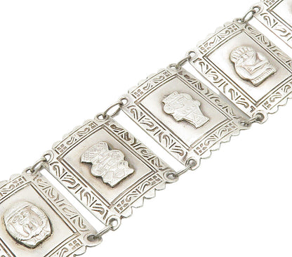 925 Sterling Silver  Vintage Shiny Traditional Statues Chain Bracelet  BT6314