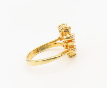 925 Sterling Silver  Vintage Gold Plated Designer Floral CZ Ring Sz 5  RG27387