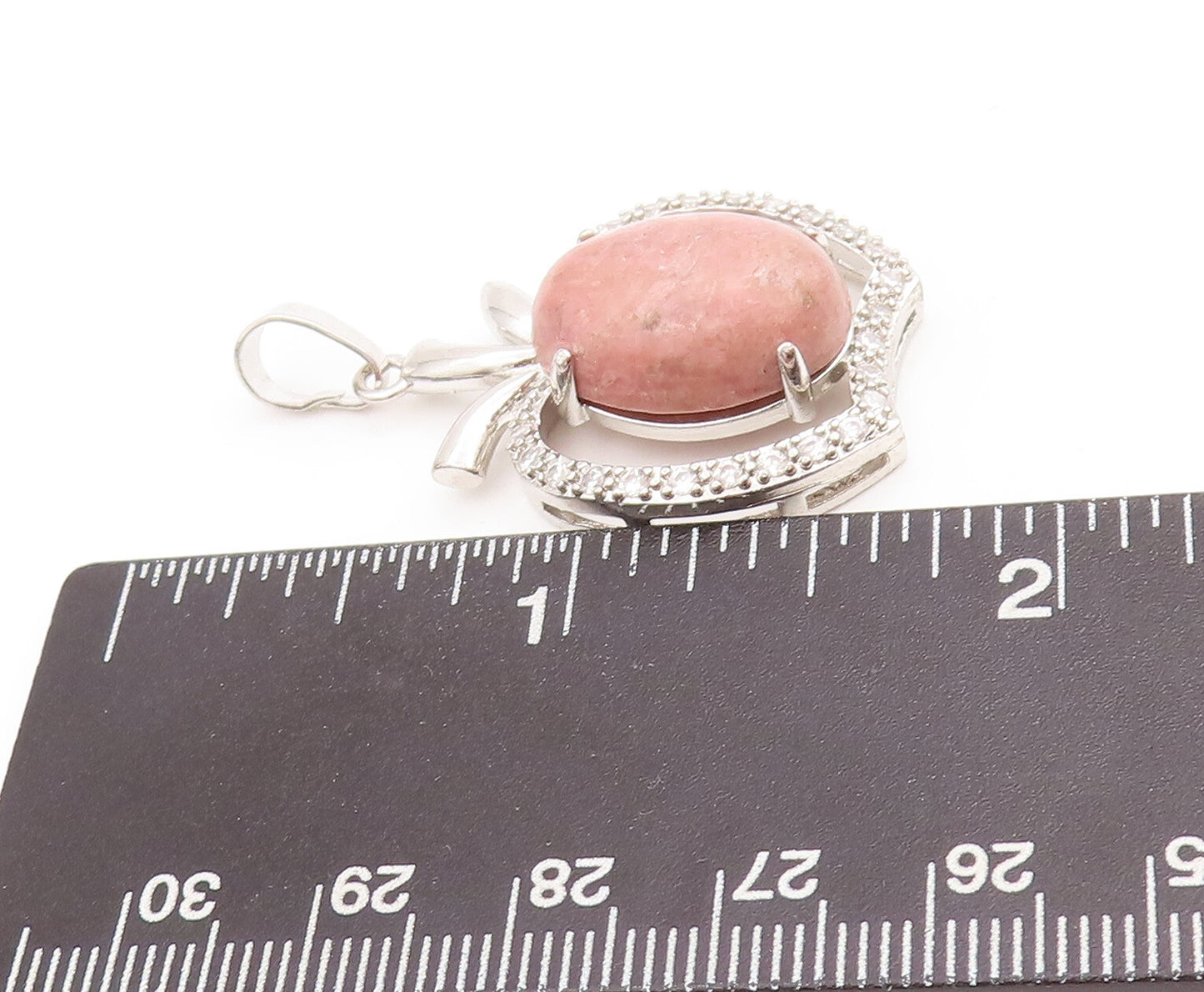 925 Sterling Silver Vintage Pendant Solid 2 Tone Gemstones Beaded Apple PT22842